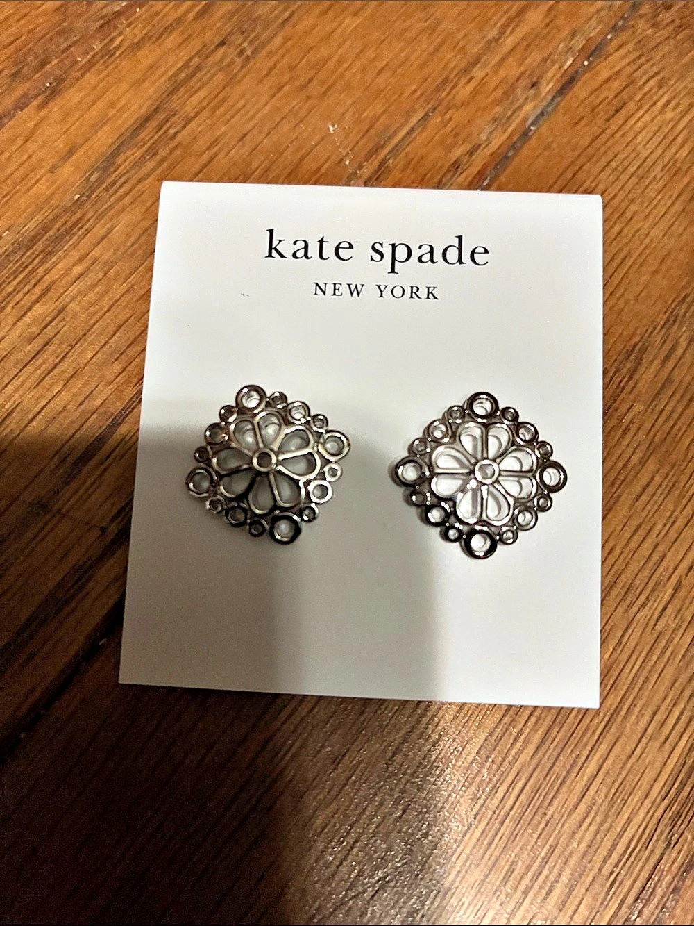 kate spade Flower LA Silver Floral Earrings NWT
